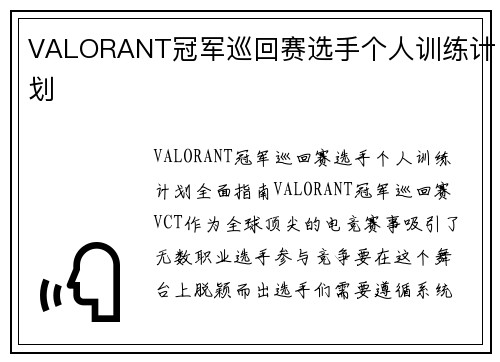 VALORANT冠军巡回赛选手个人训练计划